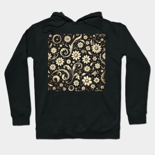 Black and Beige Floral Hoodie